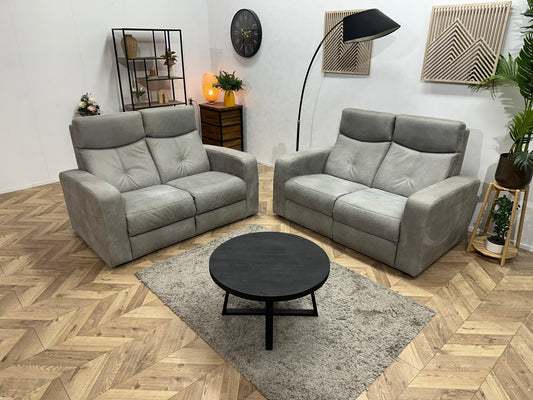 Licht Grijze Suède Stoffen Zetels Set ~ Vaste Kussens