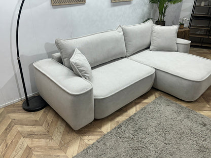 !Showroommodel! Witte/Crème Suède Stoffen Hoekzetel
