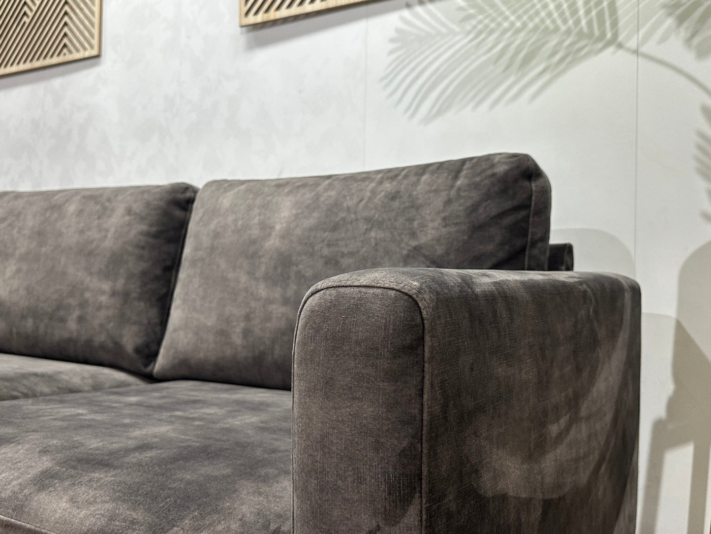 Antraciet Velvet Hoekzetel ~ Losse Kussens Met Afneembare Hoezen
