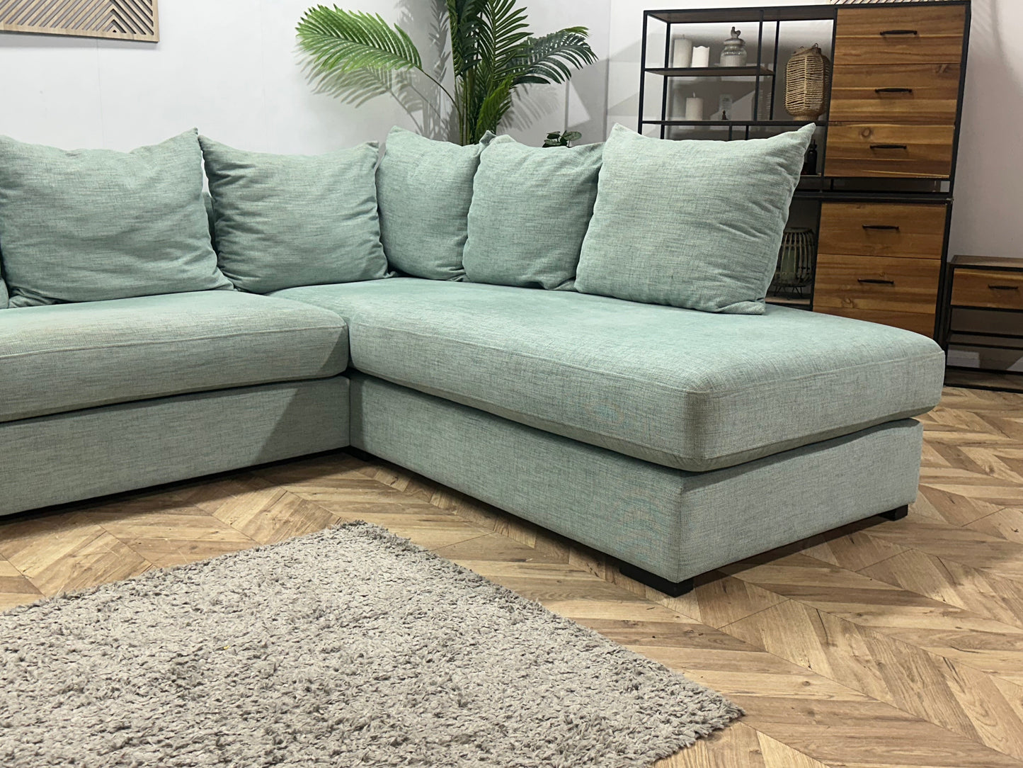 Burhens Licht Blauwe Ruime Hoekzetel Inc Fauteuil ~ Losse Kussens Met Afneembare Hoezen