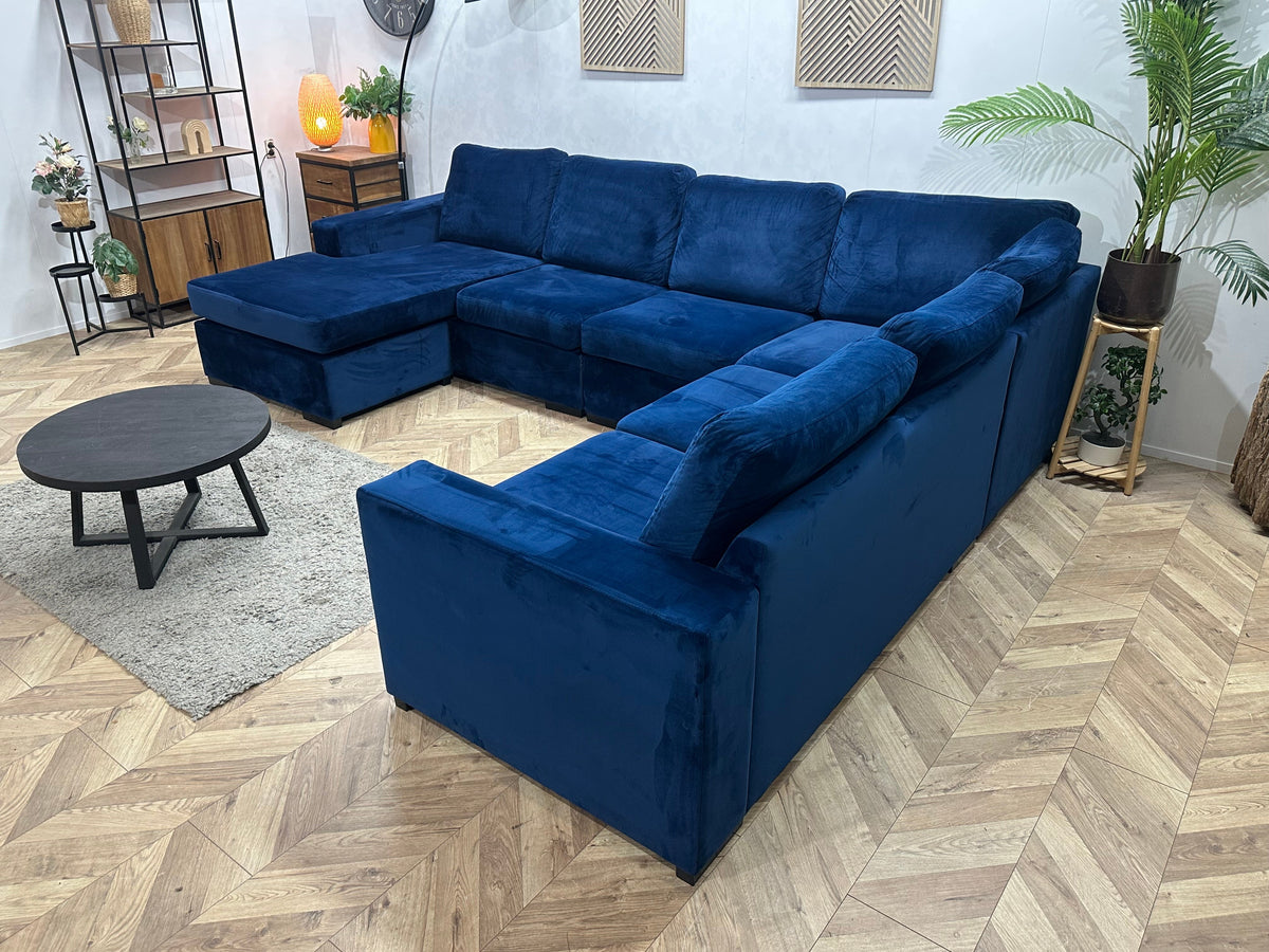 Blauwe Velvet U Zetel ~ Meerdere Opstellingen