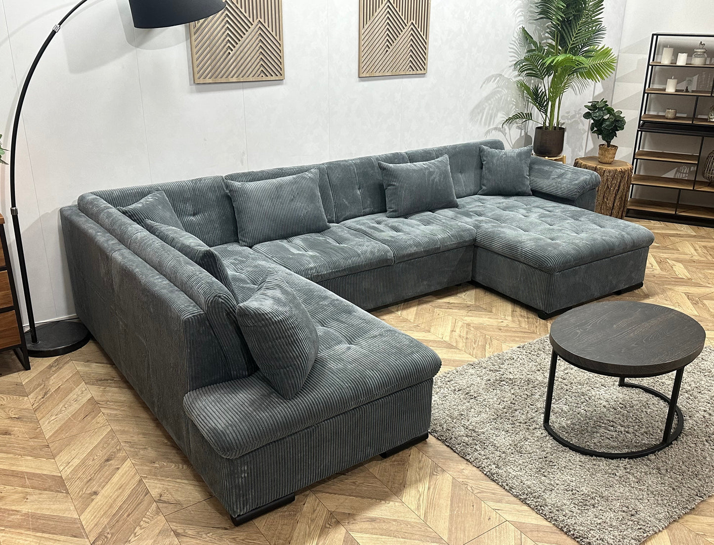 !Showroommodel! Blauwe Ribstof U Zetel