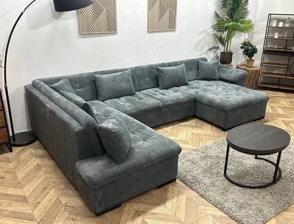 !Showroommodel! Blauwe Ribstof U Zetel
