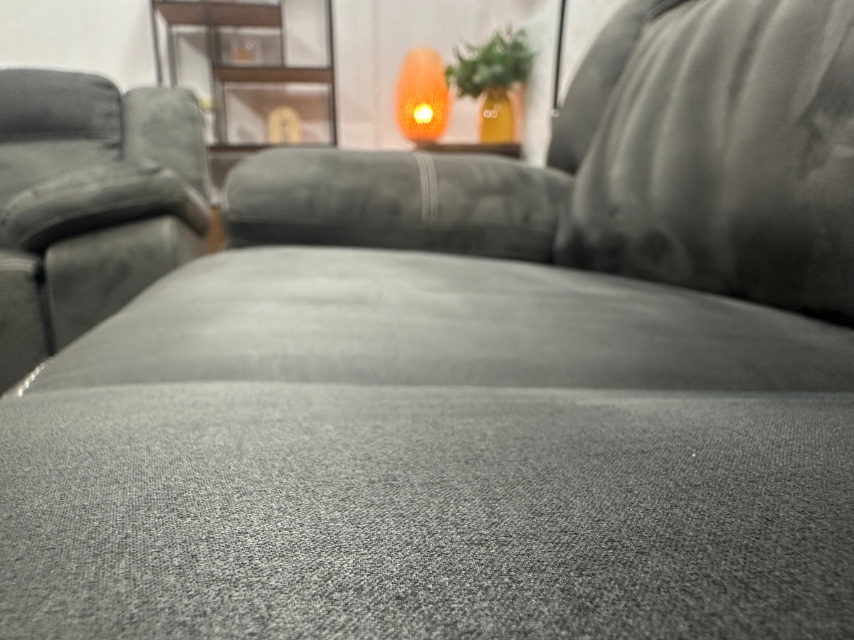 Antraciet Suède Stoffen Bankenset Inc Fauteuil ~ Relax/USB Functie