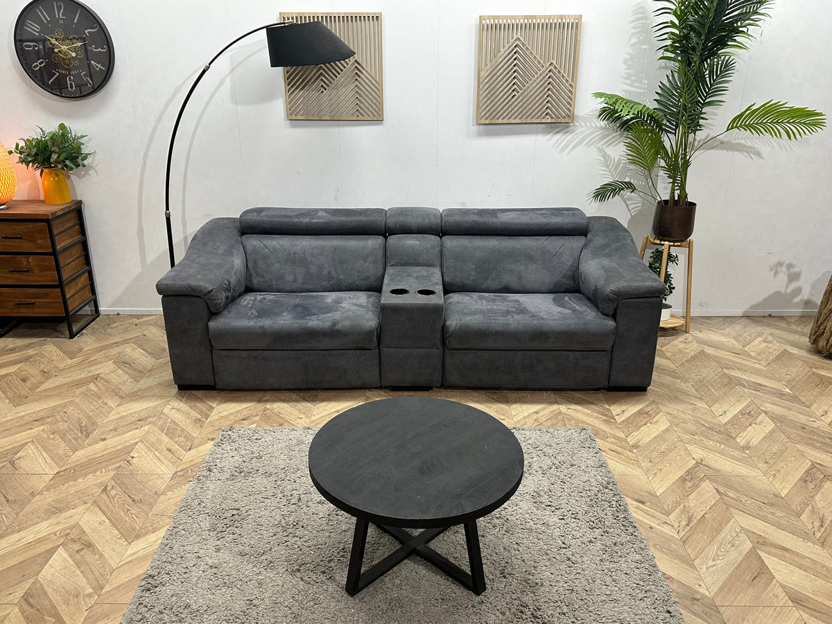 Antraciet Suède Stoffen 2.5-Zits Zetel ~ Elektrisch Verstelbaar