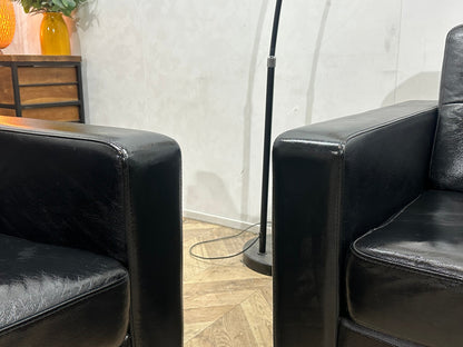 Zwarte Echt Lederen Hoekzetel Inc Fauteuils ~ Geïmpregneerd