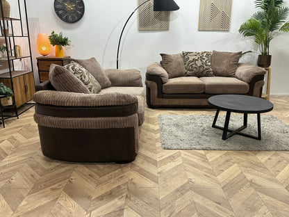 Bruine Ribstof/Suede Stoffen Hoekzetel ~ Losse Kussens Met Afneembare Hoezen