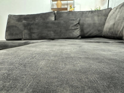 Antraciet Velvet Hoekzetel ~ Losse Kussens Met Afneembare Hoezen