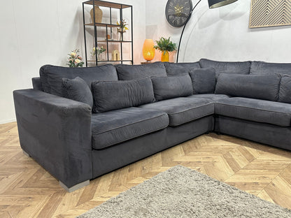 Antraciet Velvet U Zetel ~ Losse Kussens Met Afneembare Hoezen