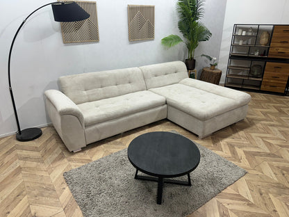 !Showroommodel! Witte/Crème  Ribstof Hoekzetel ~ Slaapfunctie