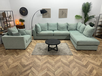 Burhens Licht Blauwe Ruime Hoekzetel Inc Fauteuil ~ Losse Kussens Met Afneembare Hoezen