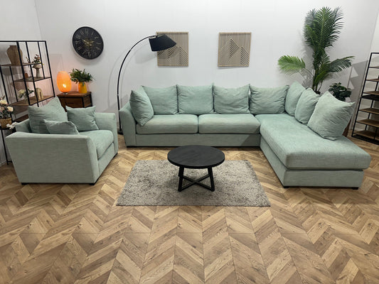 Burhens Licht Blauwe Ruime Hoekzetel Inc Fauteuil ~ Losse Kussens Met Afneembare Hoezen