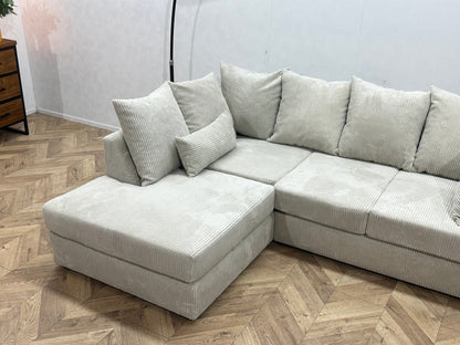 !Showroommodel! Witte/Crème Ribstof Hoekzetel