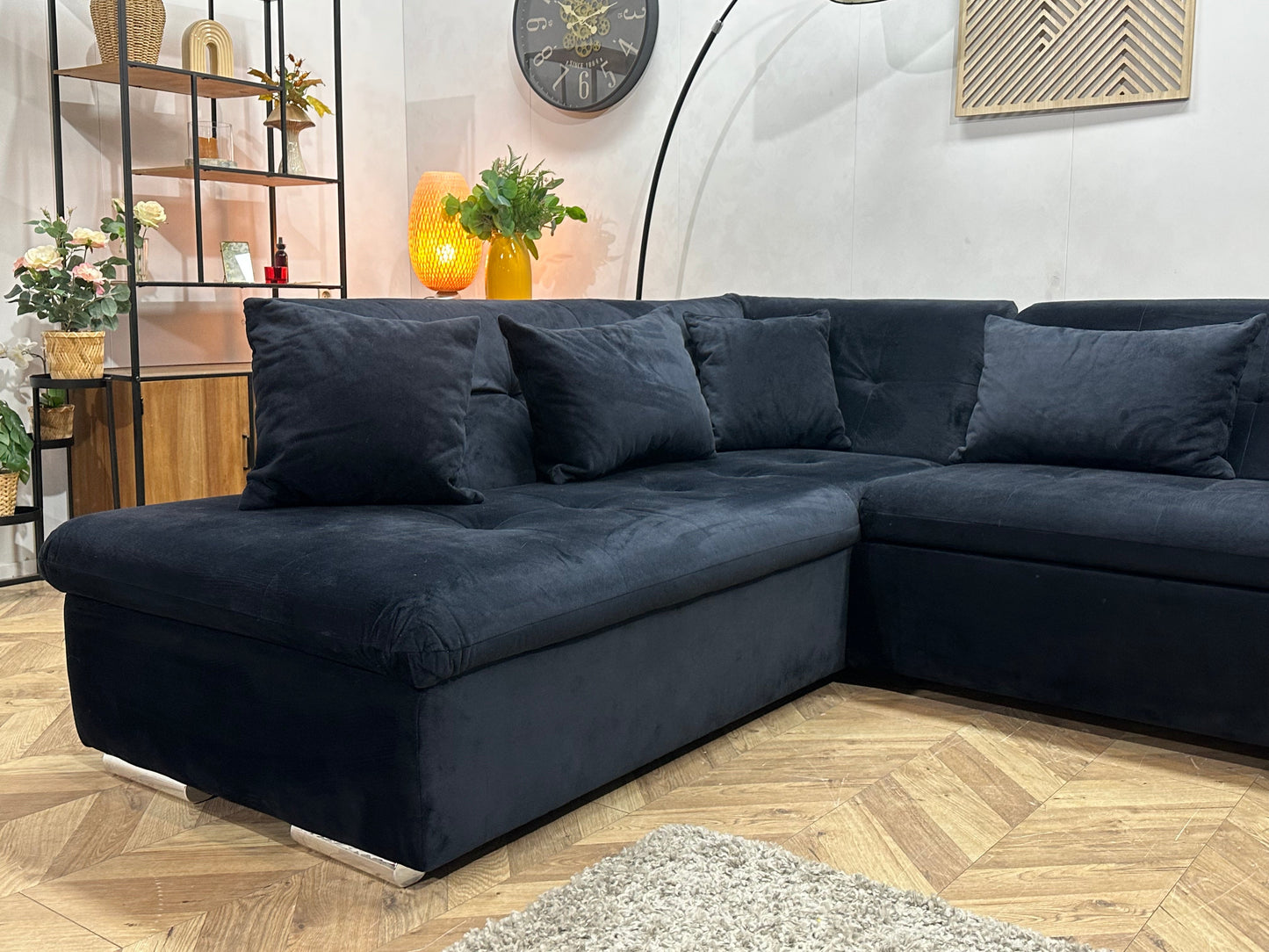 !Showroommodel! Zwarte Velvet U Zetel ~ Slaapfunctie