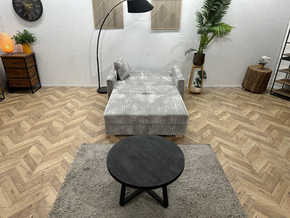 !Showroommodel! Licht Grijze Ribstof 2-Zits Zetel ~ Slaapfunctie