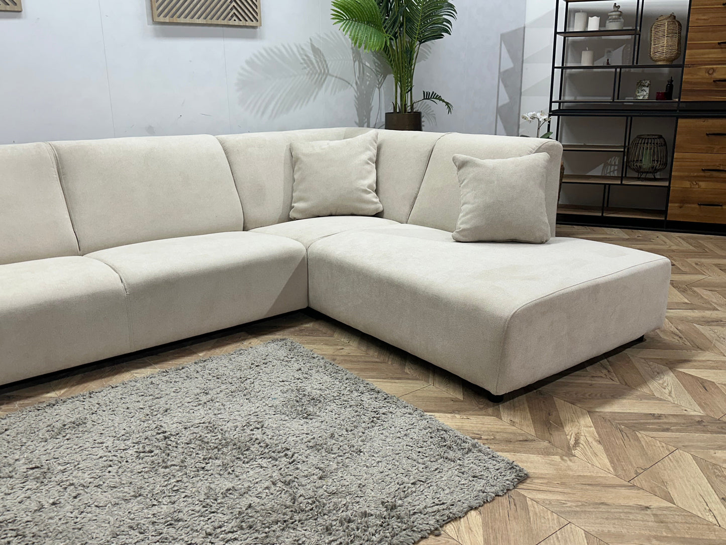 !Showroommodel! Crème Suède Stoffen Hoekzetel