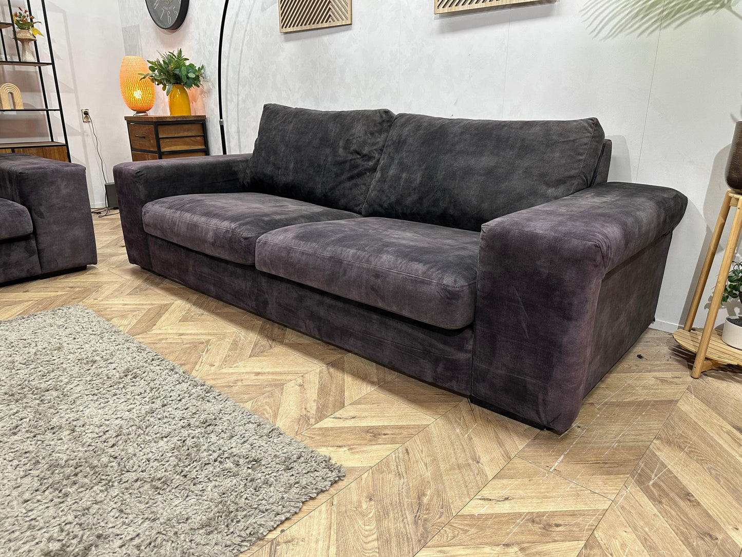 Antraciet Velvet Zetels Set ~ Losse Kussens