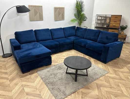 Blauwe Velvet U Zetel ~ Meerdere Opstellingen