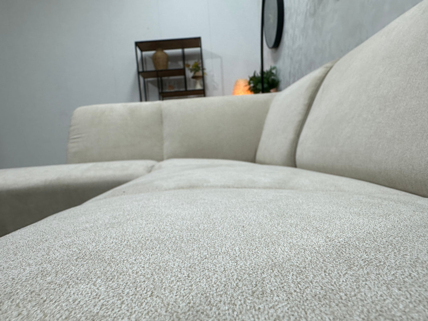 !Showroommodel! Crème Suède Stoffen Hoekzetel