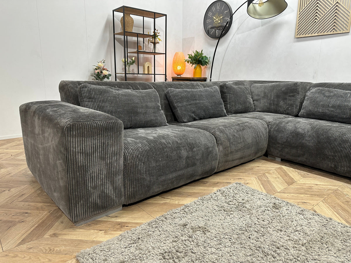 Antraciet Ribstof U Zetel ~ Losse Rugkussens