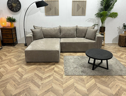 !Showroommodel! Licht Bruine Ribstof Hoekzetel