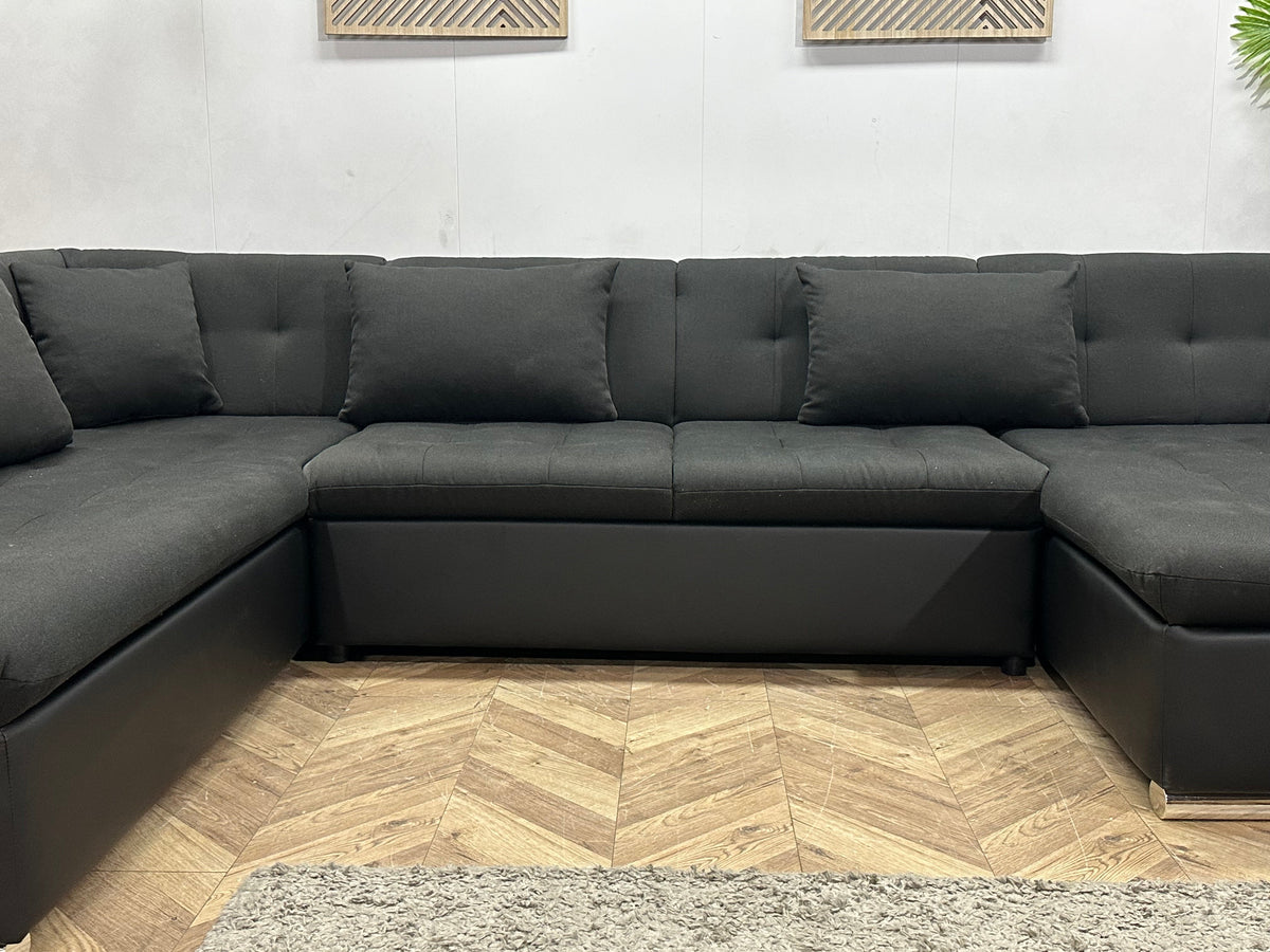 !Showroommodel! Zwarte Stoffen/Lederen U Zetel