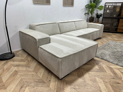 !Showroommodel! Crème Ribstof Hoekzetel ~ Vaste Kussens