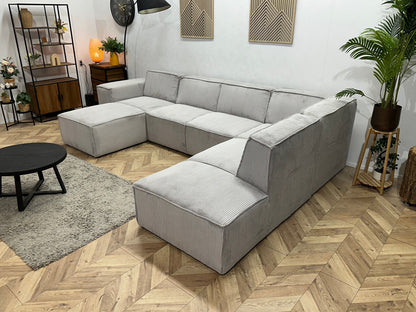 !Showroommodel! Licht Grijze Ribstof U Zetel