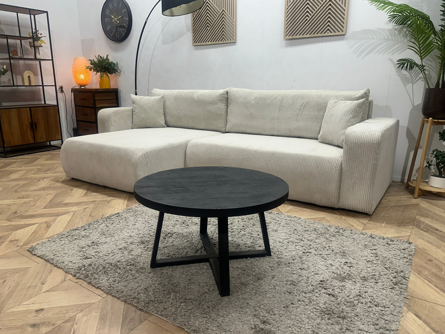 !Showroommodel! Witte Ribstof Hoekzetel