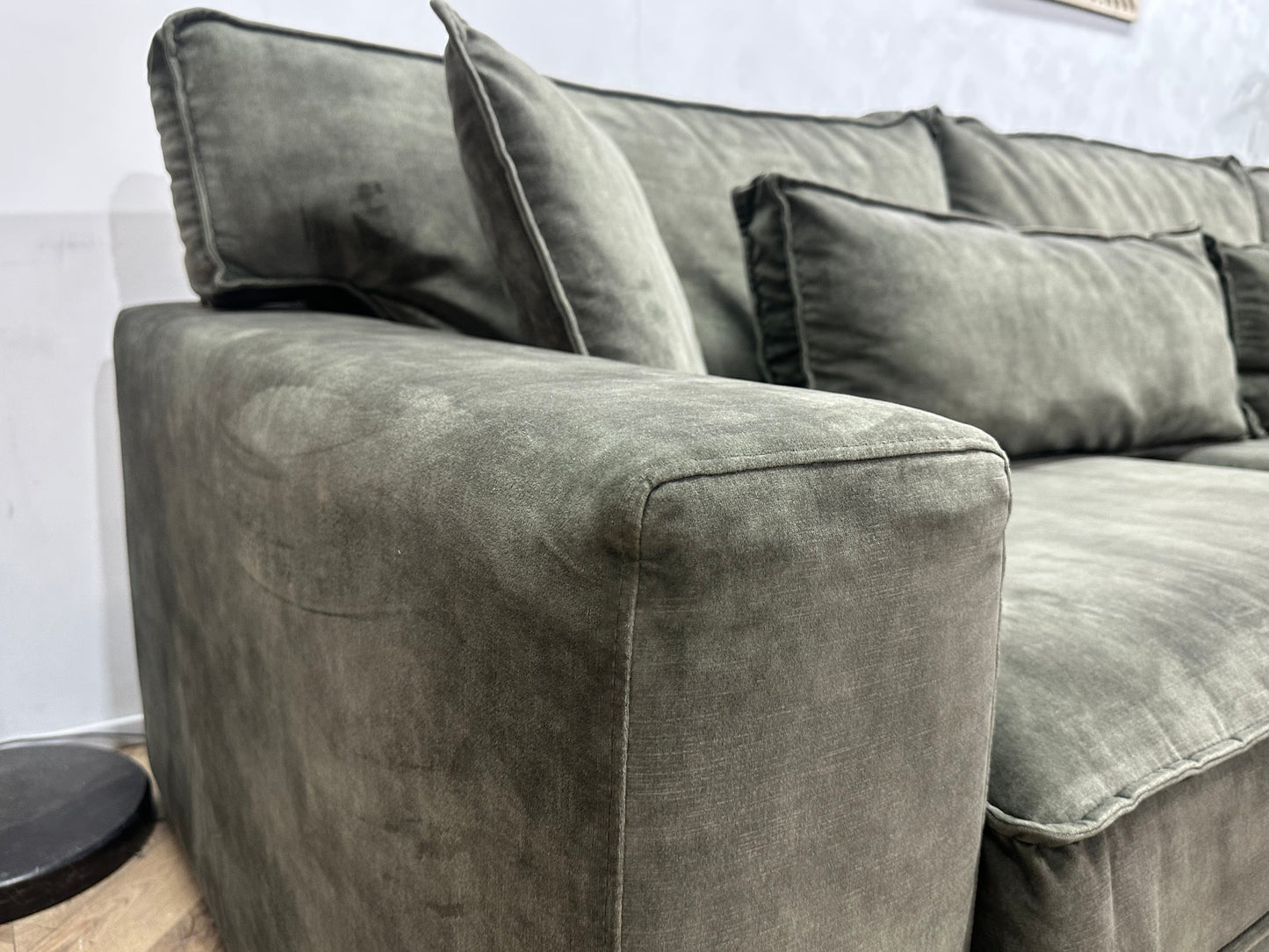 Donker Groene Velvet Hoekzetel Inc Hocker ~ Losse Kussens Met Afneembare Hoezen