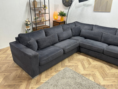 Antraciet Velvet U Zetel ~ Losse Kussens Met Afneembare Hoezen