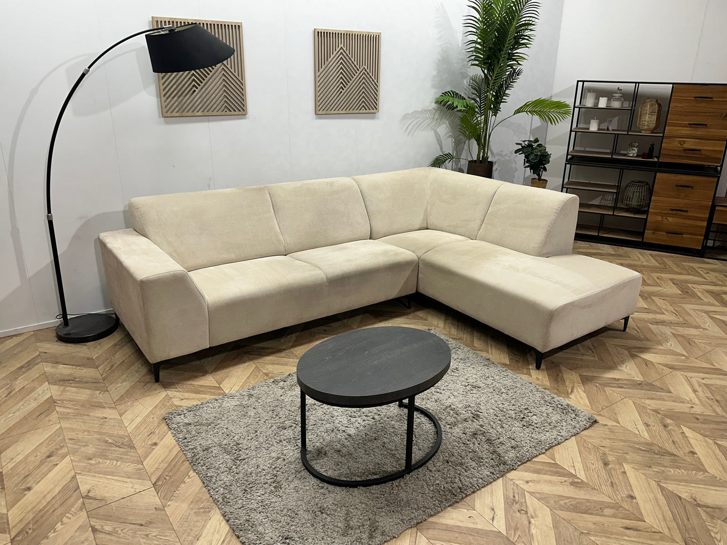 !Showroommodel! Crème Suède Stoffen Hoekzetel