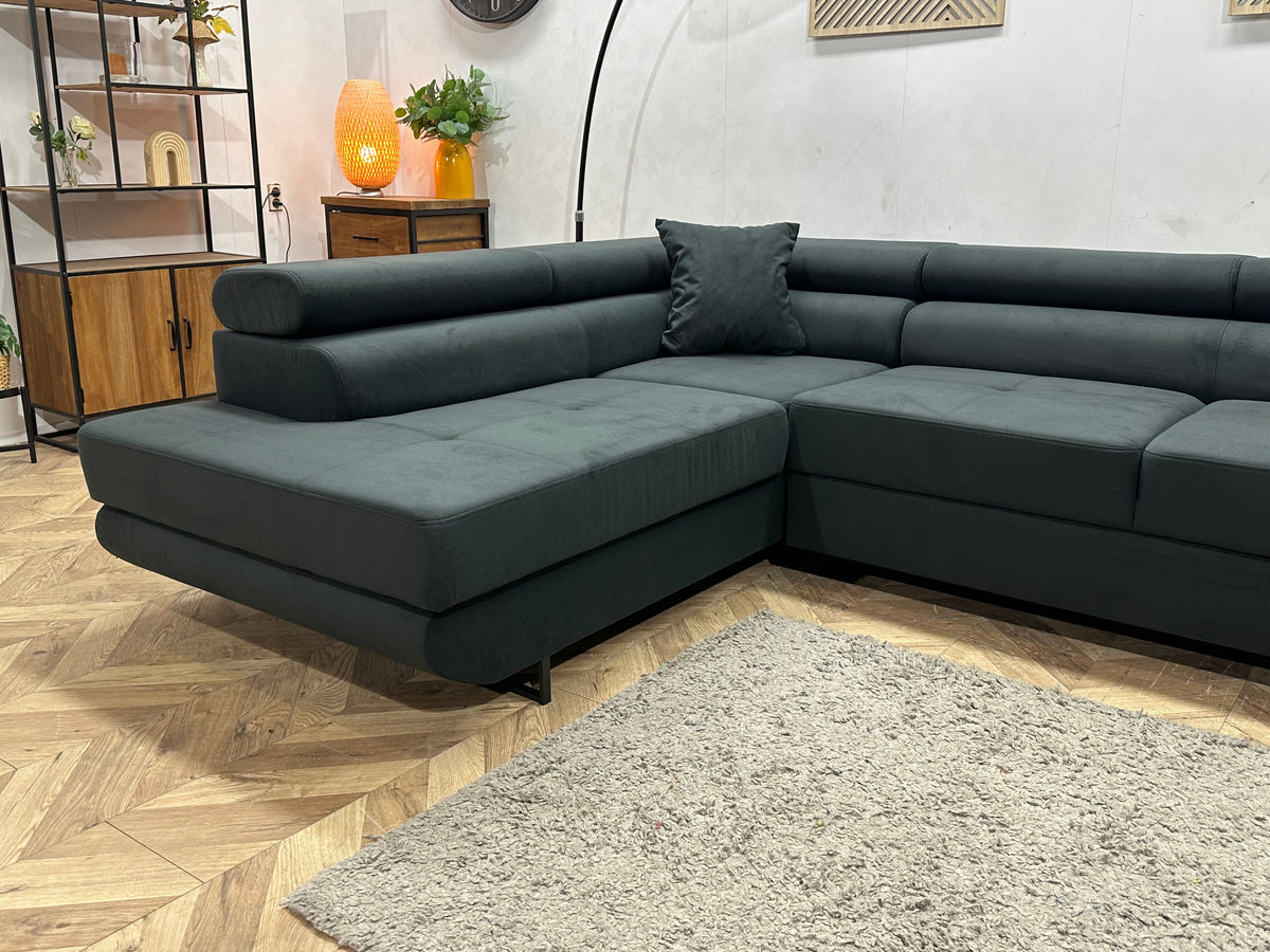!Showroommodel! Zwarte Velvet Hoekzetel