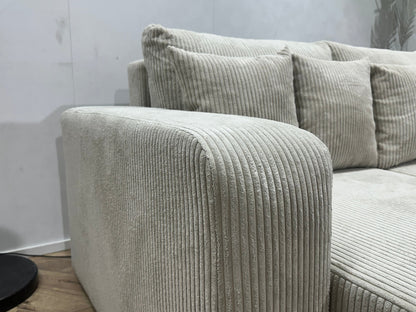!Showroommodel! Witte Ribstof Lounge Zetel
