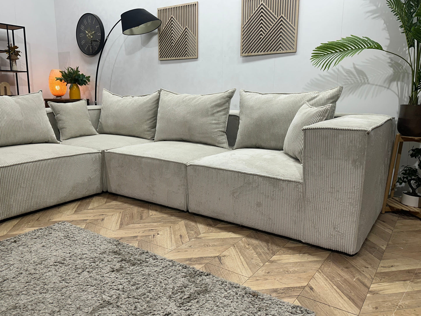 !Showroommodel! Witte Ribstof Hoekzetel ~ Meerdere Opstellingen