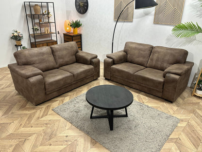 Bruine Suède Stoffen Zetels Set ~ Vaste Kussens