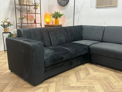 !Showroommodel! Zwarte Velvet Hoekzetel