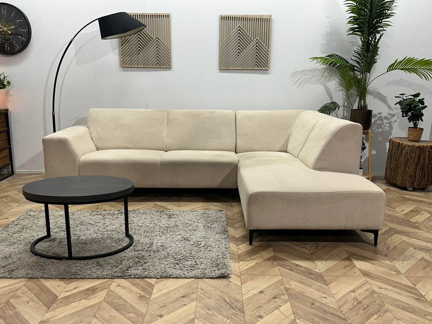 !Showroommodel! Crème Suède Stoffen Hoekzetel