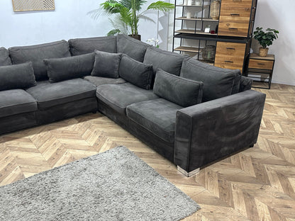 Antraciet Velvet U Zetel ~ Losse Kussens Met Afneembare Hoezen