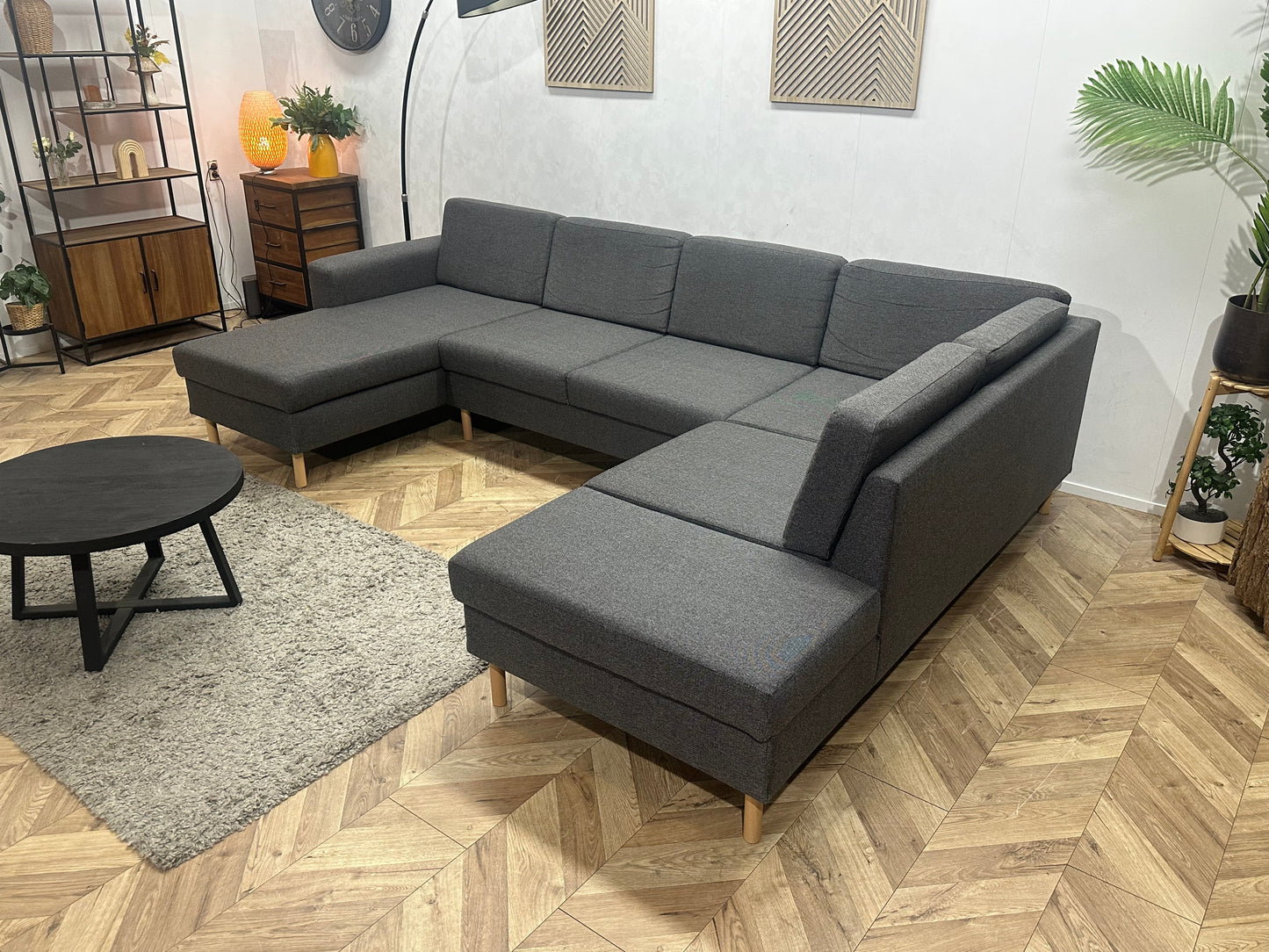 Antraciet U Zetel ~ Losse Rugkussens Met Afneembare Hoezen