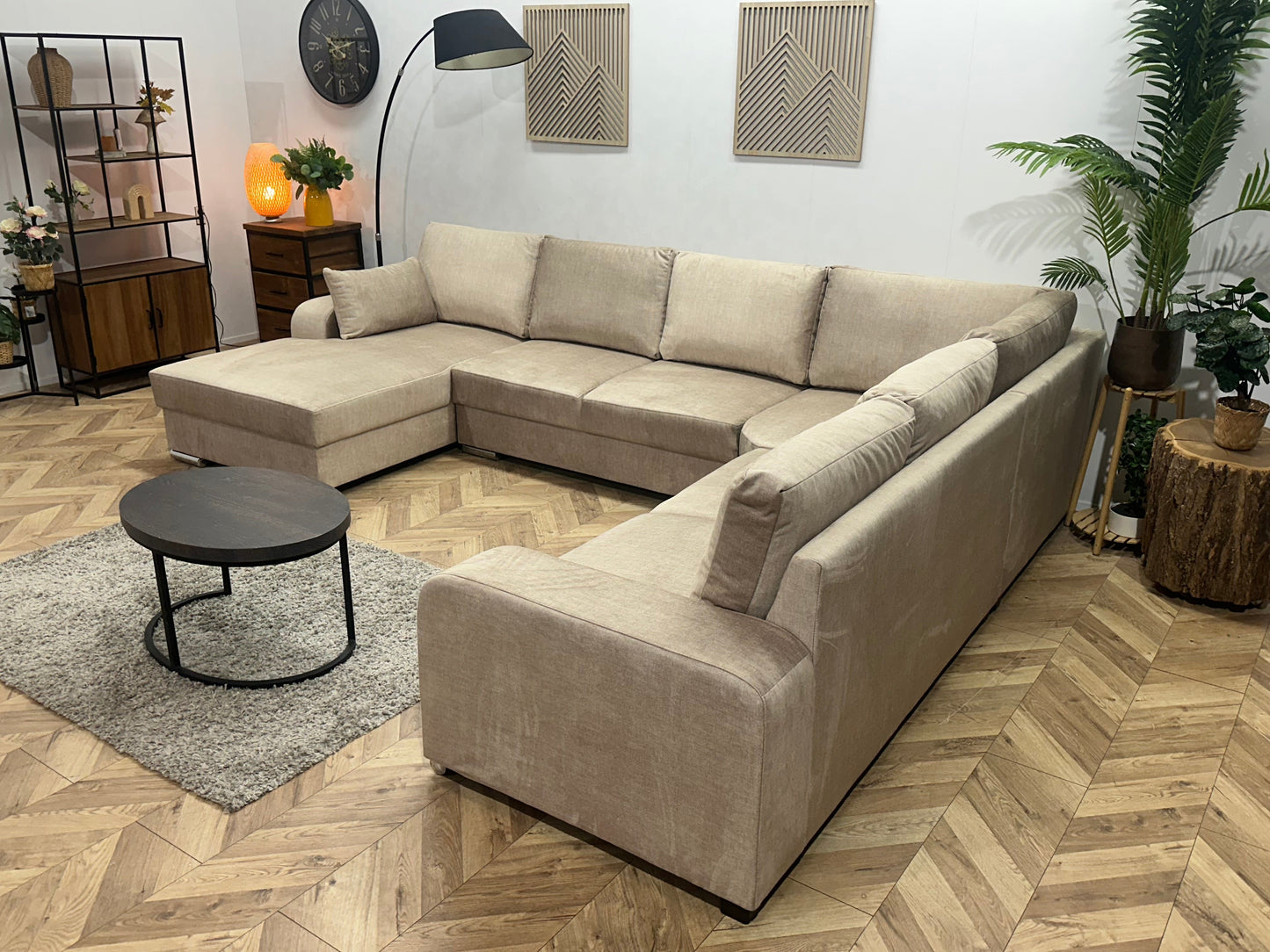 !Showroommodel! Beige Velvet U Zetel