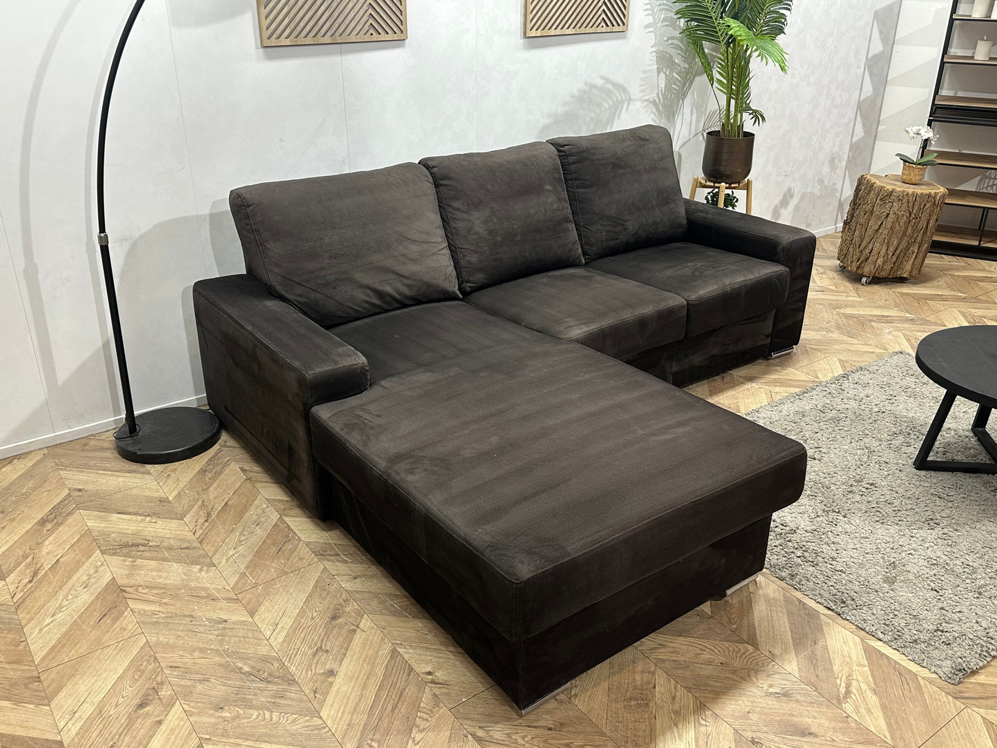 Antraciet Velvet Hoekzetel ~ Losse Rugkussens Met Afneembare Hoezen