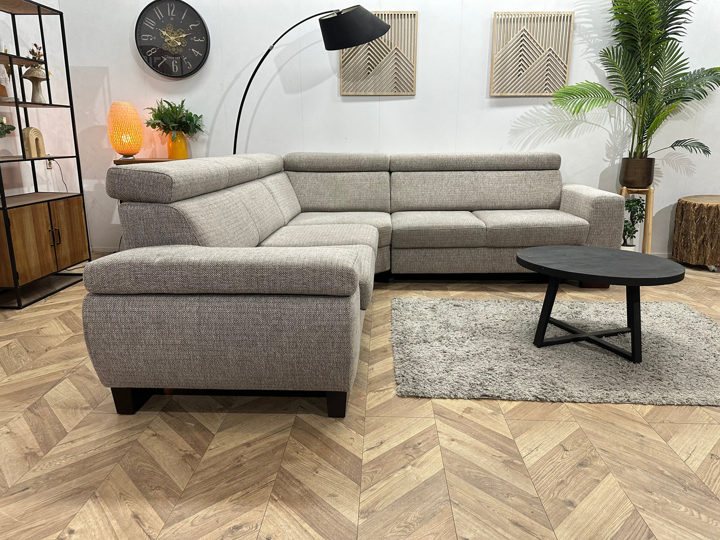Beige Stoffen Hoekzetel ~ Verstelbare Arm/Hoofdsteunen