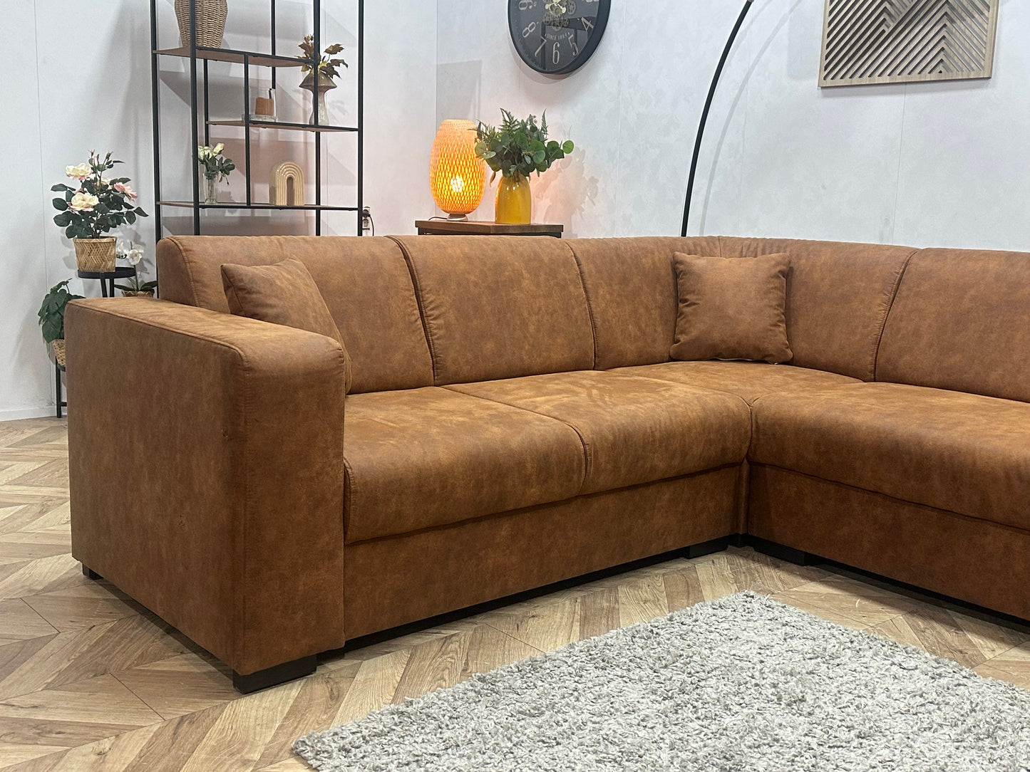 !Showroommodel! Cognac Bruine Suède Stoffen Hoekzetel