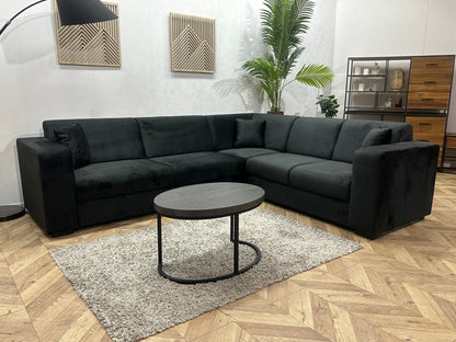 !Showroommodel! Zwarte Velvet Hoekzetel