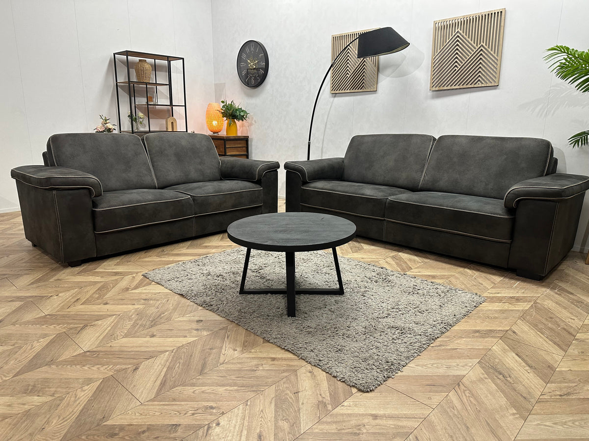 Antraciet Suède Stoffen Zetels Set ~ Vaste Kussens