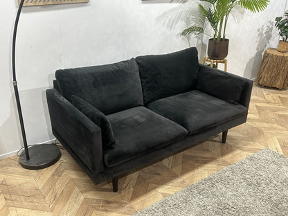 Zwarte Velvet 2-Zits Zetel ~ Losse Kussens Met Afneembare Hoezen
