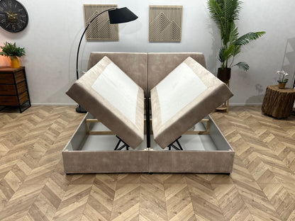 !Showroommodel! Beige Velvet Boxspring Inc Topper