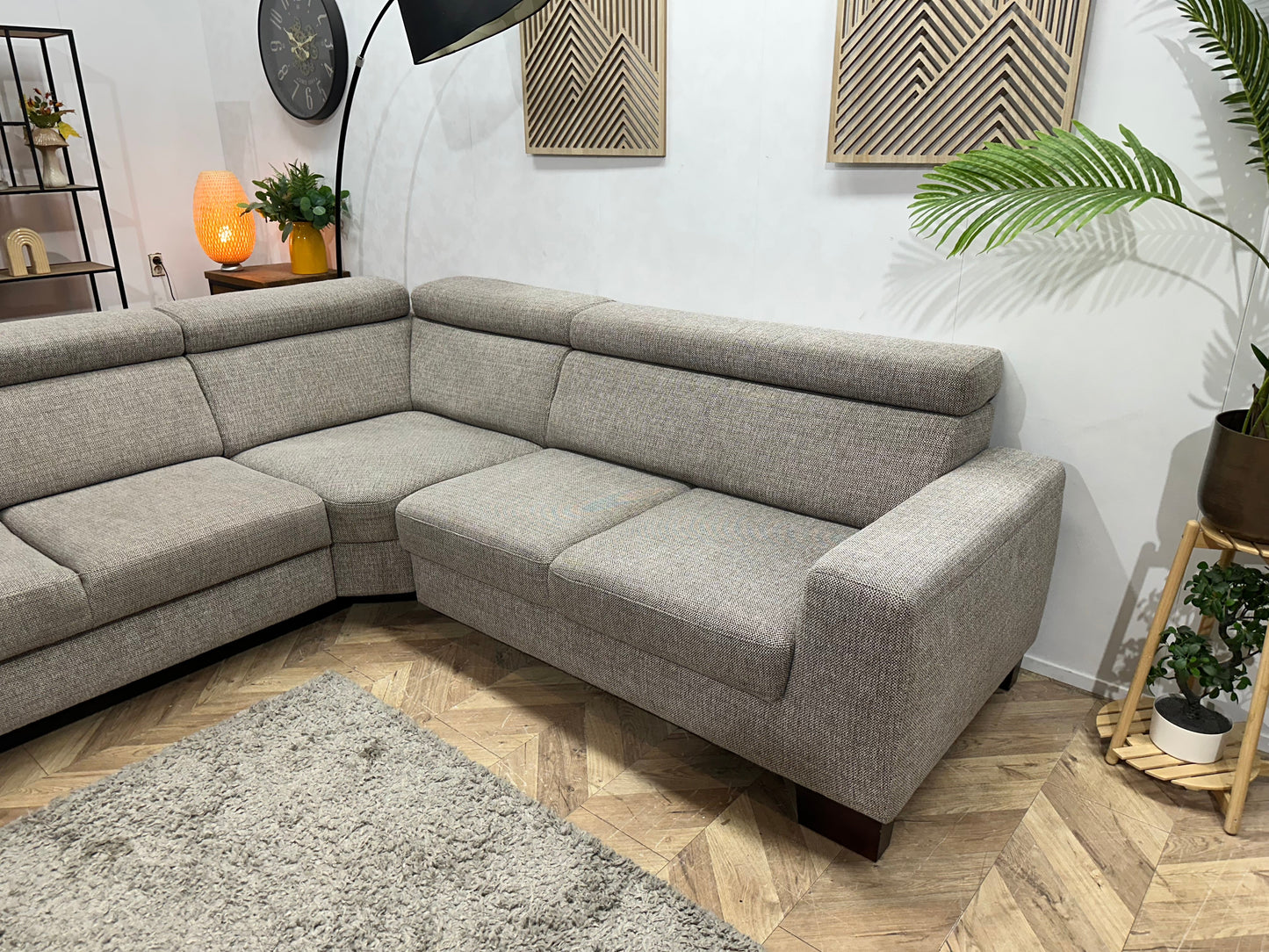 Beige Stoffen Hoekzetel ~ Verstelbare Arm/Hoofdsteunen