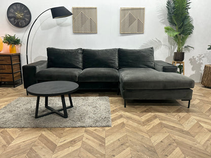 Antraciet Velvet Hoekzetel ~ Losse Kussens Met Afneembare Hoezen